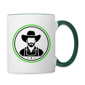 Landwirt Silhouette Bauer Agriculteur - Mug contrasté - blanc/vert foncé - Droite