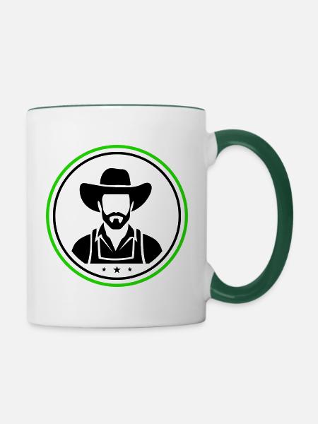 Landwirt Silhouette Bauer Farmer - Tasse zweifarbig - Weiß/Dunkelgrün
