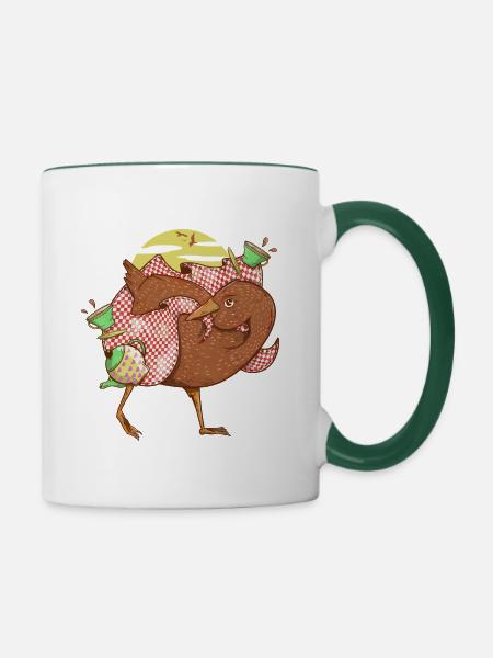 Lustiger neuseeländischer Vogel - Tasse zweifarbig - Weiß/Dunkelgrün