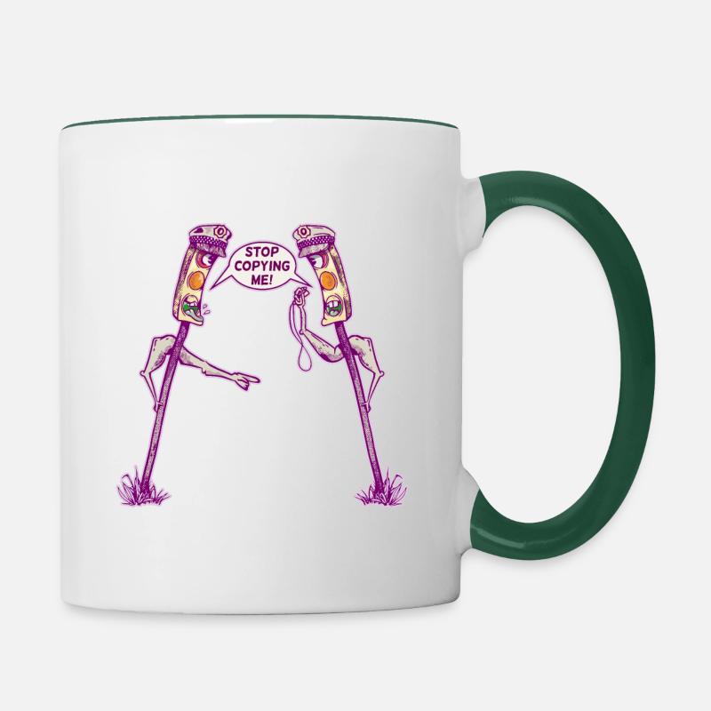 Feux de circulation, rage au volant - Mug contrasté - blanc/vert foncé