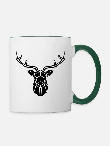 Hirschkopf - Tasse zweifarbig - Weiß/Dunkelgrün