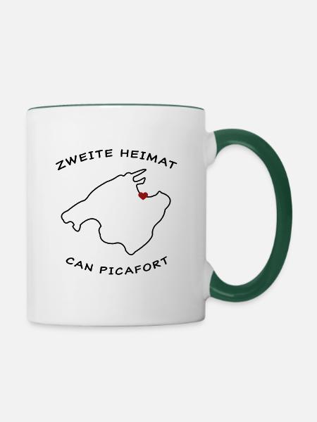 Mallorca Design - Zweite Heimat Can Picafort - Tasse zweifarbig - Weiß/Dunkelgrün