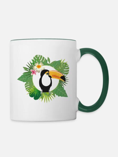 Jungle Toucan - Tasse zweifarbig - Weiß/Dunkelgrün