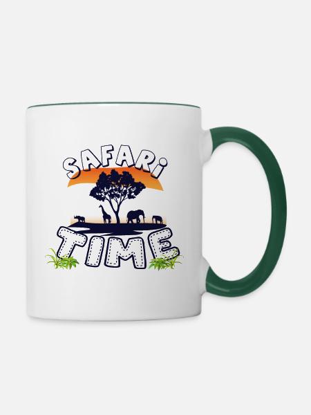 Safari Big five - Tasse zweifarbig - Weiß/Dunkelgrün
