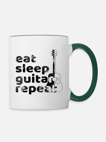 Eat Sleep Guitar Repeat - Tasse zweifarbig - Weiß/Dunkelgrün