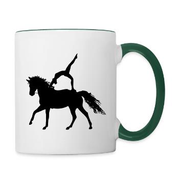 Voltigieren Akrobatik Reitsport Reiten Pferd - Tasse zweifarbig - Weiß/Dunkelgrün - Rechts