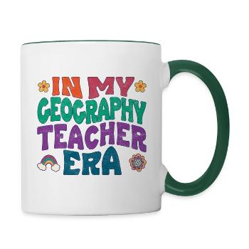 In my Geography teacher era - Tasse zweifarbig - Weiß/Dunkelgrün - Rechts