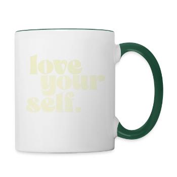 Love your self - Mug contrasté - blanc/vert foncé - Droite