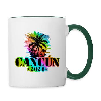 Cancun 2024 Holiday Colorful - Contrasting Mug - white/dark green - Right