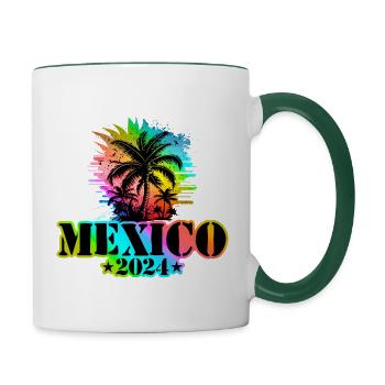 Mexico 2024 Holiday Colorful - Contrasting Mug - white/dark green - Right