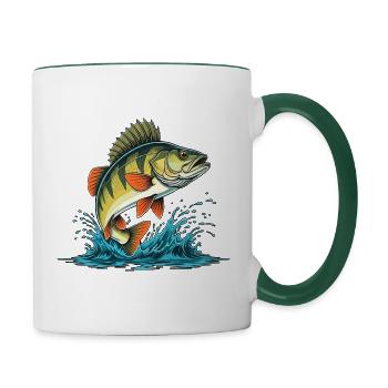 Barsch Angeln Raubfisch Fischen - Tasse zweifarbig - Weiß/Dunkelgrün - Rechts