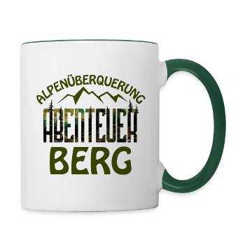 Alpenüberquerung - Abenteuer Berg - E5 - Tasse zweifarbig - Weiß/Dunkelgrün - Rechts