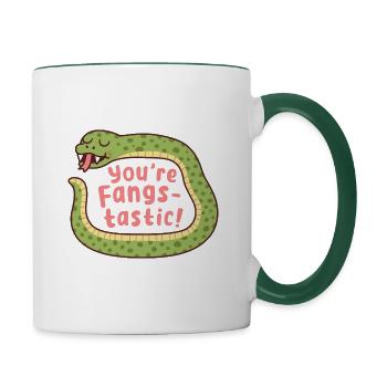 serpent vous êtes fangstastic affirmation positive jeu de mots - Mug contrasté - blanc/vert foncé - Droite