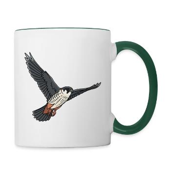 Faucon arboricole oiseau de proie - Mug contrasté - blanc/vert foncé - Droite