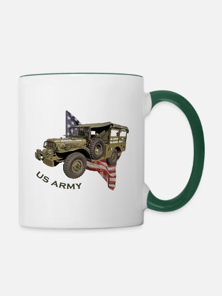 US Army Car - Tasse zweifarbig - Weiß/Dunkelgrün