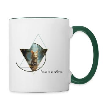Hybride lion-licorne - Mug contrasté - blanc/vert foncé - Droite
