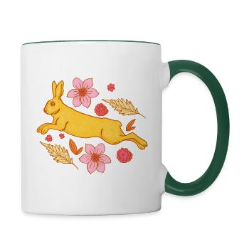 Bunter Osterhase - Tasse zweifarbig - Weiß/Dunkelgrün - Rechts