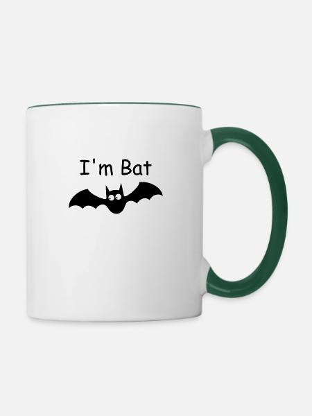 Fledermaus I'm Bat vincebee.de - Tasse zweifarbig - Weiß/Dunkelgrün