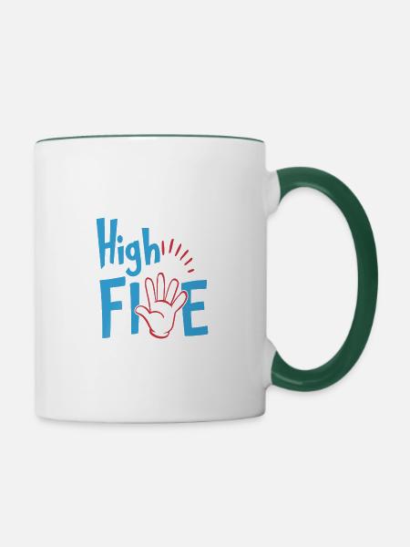 HIGH FIVE GIFT IDEA - Tasse zweifarbig - Weiß/Dunkelgrün