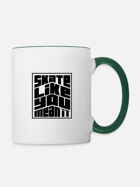 inline skates, inline skate Shirt, - Tasse zweifarbig - Weiß/Dunkelgrün