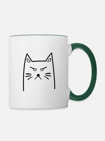 bad cat - Tasse zweifarbig - Weiß/Dunkelgrün