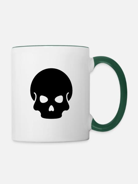 Skull - Tasse zweifarbig - Weiß/Dunkelgrün