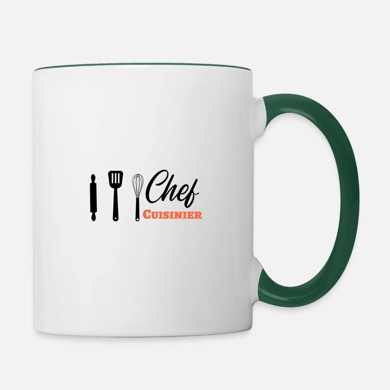 chef cuisinier cadeau - Mug contrasté - blanc/vert foncé
