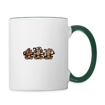 3 modèles de singes sages - Mug contrasté - blanc/vert foncé - Droite