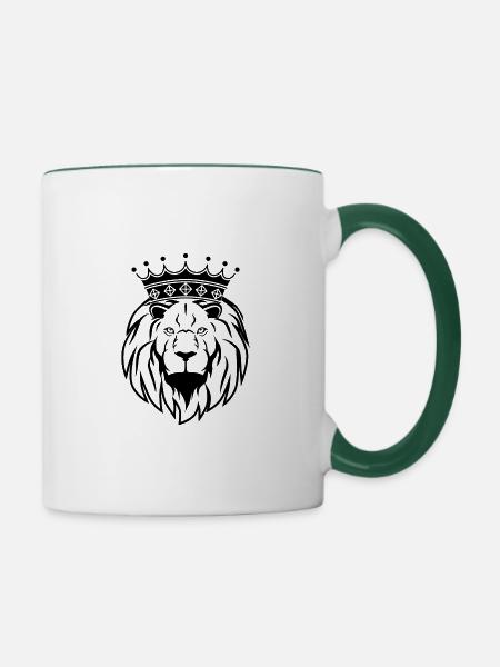 Der Löwenkönig - Tasse zweifarbig - Weiß/Dunkelgrün
