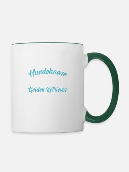 Hundehaare Glitzer - Golden Retriever Geschenk - Tasse zweifarbig - Weiß/Dunkelgrün