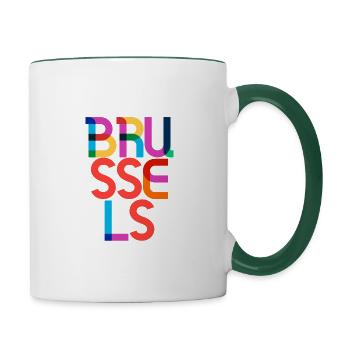 Brussels Belgium Pop Art Letters - Contrasting Mug - white/dark green - Right
