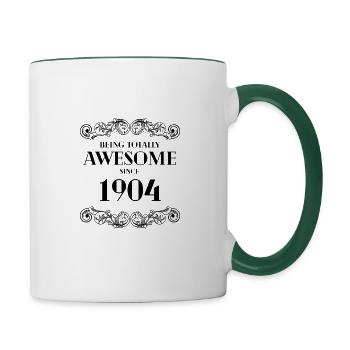 Drôle d’anniversaire étant totalement génial depuis 1904 - Mug contrasté - blanc/vert foncé - Droite