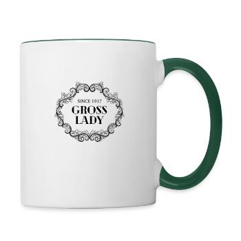 Drôle d’anniversaire Gross Lady depuis 1917 - Mug contrasté - blanc/vert foncé - Droite