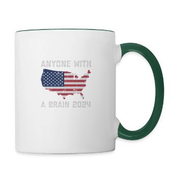 2024 Brain Vote Democracy Anti- Tee - Contrasting Mug - white/dark green - Right