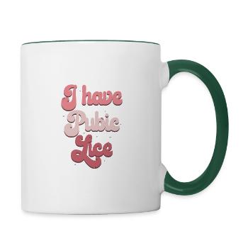Rainbow Ironic pubic lice humor clothing - Contrasting Mug - white/dark green - Right