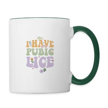 Rainbow Ironic pubic lice humor clothing - Contrasting Mug - white/dark green - Right