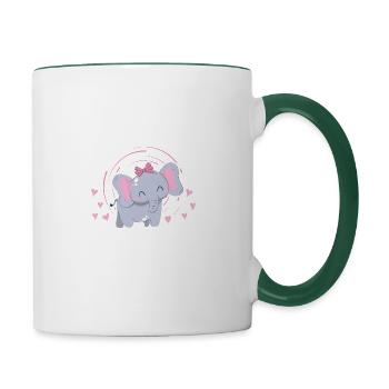 Niedliches Elefantenliebhaber-mädchen-t-shirt - Tasse zweifarbig - Weiß/Dunkelgrün - Rechts