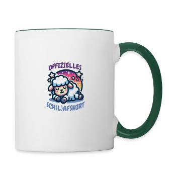Sleep shirt with sheep and stars - Contrasting Mug - white/dark green - Right
