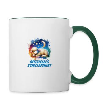 Sleep shirt with sheep and stars - Contrasting Mug - white/dark green - Right