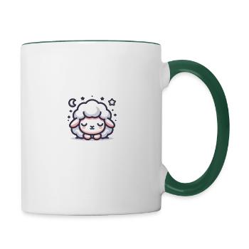 Sleep shirt with sheep and stars - Contrasting Mug - white/dark green - Right