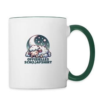 Sleep shirt with sheep and stars - Contrasting Mug - white/dark green - Right