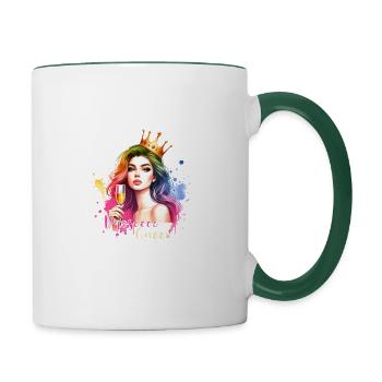 Prosecco Queen Women's Celebration Shirt - Contrasting Mug - white/dark green - Right