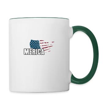 Merica 4th of July T-shirt décontracté Patriot - Mug contrasté - blanc/vert foncé - Droite