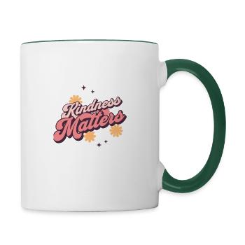 Hippie t-shirt "Kindness Matters Teacher" - Contrasting Mug - white/dark green - Right