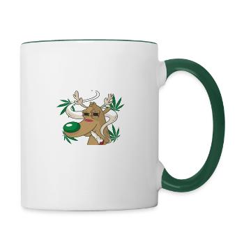 Lokales Cannabis-farmer-support-t-shirt - Tasse zweifarbig - Weiß/Dunkelgrün - Rechts