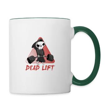 Funny Skeleton Deadlift Weights T-shirt - Mug contrasté - blanc/vert foncé - Droite