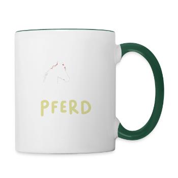 Pferd über Prinzen Lustiges Tee - Tasse zweifarbig - Weiß/Dunkelgrün - Rechts