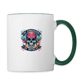 T-shirt « Fearless No Retreat Warrior » - Mug contrasté - blanc/vert foncé - Droite