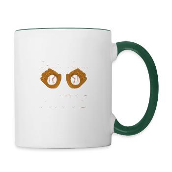 Calm Your Mitts Baseball-t-shirt - Tasse zweifarbig - Weiß/Dunkelgrün - Rechts