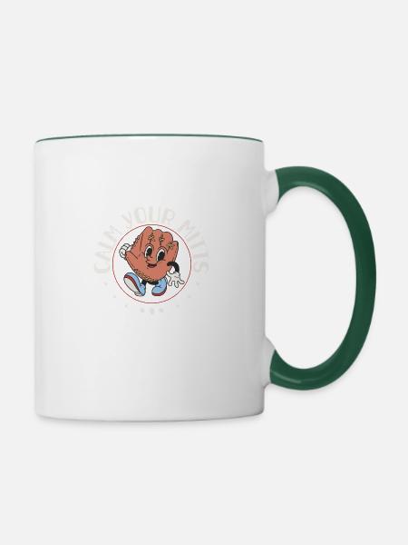 Calm Your Mitts Baseball-t-shirt - Tasse zweifarbig - Weiß/Dunkelgrün